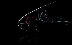 Size: 1920x1200 | Tagged: artist needed, safe, derpibooru import, rainbow dash, pegasus, pony, dark background, female, mare, minimalist, modern art, no eyes, no mouth, outline, reflection, simple background, solo, sonic rainboom, wallpaper, wings