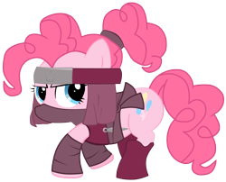 Size: 3636x2934 | Tagged: safe, artist:fethur, pinkie pie, earth pony, pony, clothes, final fantasy, hair tie, headband, kunai, ninja, simple background, solo, transparent background