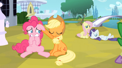 Size: 1365x768 | Tagged: safe, screencap, applejack, fluttershy, pinkie pie, rarity, earth pony, pegasus, pony, unicorn, the crystal empire