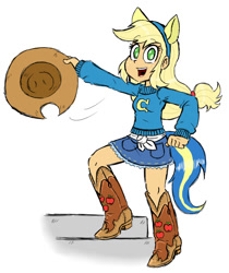 Size: 840x1000 | Tagged: safe, artist:ichibangravity, applejack, earth pony, pony, equestria girls, female, mare, solo