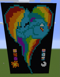 Size: 455x585 | Tagged: safe, derpibooru import, rainbow dash, pegasus, pony, cute, minecraft, minecraft pixel art, pixel art, r/place, sleeping