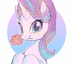 Size: 2709x2407 | Tagged: safe, artist:hosikawa, starlight glimmer, pony, unicorn, cute, female, flower, flower in mouth, glimmerbetes, mare, mouth hold, solo