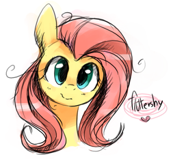 Size: 663x617 | Tagged: safe, artist:bae-mon, fluttershy, pegasus, pony, bust, cute, female, head only, heart, looking at you, portrait, shyabetes, simple background, solo, white background