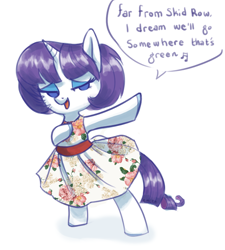 Size: 812x901 | Tagged: safe, artist:mcponyponypony, rarity, pony, unicorn, clothes, crossover, dress, female, little shop of horrors, mare, singing, solo