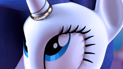 Size: 3840x2160 | Tagged: safe, artist:nyte-skyez, rarity, pony, unicorn, 3d, blender, close-up, depth of field, horn ring, jewelry, magic, ring, solo