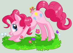 Size: 1218x898 | Tagged: safe, artist:tsukiyomiluna, pinkie pie, earth pony, pony, female, flower, mare, pink coat, pink mane, solo