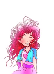 Size: 700x950 | Tagged: safe, artist:zat, pinkie pie, equestria girls, beautiful, blushing, cute, diapinkes, eyes closed, happy, simple background, smiling, solo, white background