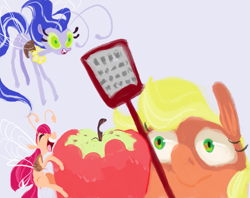 Size: 831x657 | Tagged: safe, artist:sugaryboogary, applejack, breezie, earth pony, pony, apple, female, mare