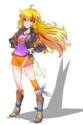 Size: 797x1200 | Tagged: safe, artist:mojojoj, sunset shimmer, equestria girls, ami koshimizu, clothes, cosplay, costume, human coloration, rwby, voice actor joke, yang xiao long