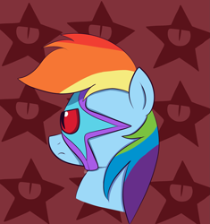 Size: 2137x2275 | Tagged: safe, artist:feralroku, derpibooru import, rainbow dash, pegasus, pony, bust, crossover, dc comics, mind control, starro