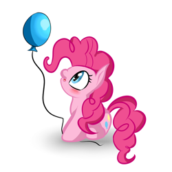 Size: 800x800 | Tagged: safe, artist:mercurycraft7, pinkie pie, earth pony, pony, balloon, chibi, sitting, solo