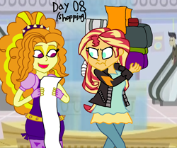 Size: 2400x2005 | Tagged: safe, artist:ktd1993, edit, screencap, adagio dazzle, cranky doodle donkey, sunset shimmer, equestria girls, 30 day otp challenge, canterlot mall, female, lesbian, shipping, sunsagio