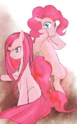 Size: 469x750 | Tagged: safe, artist:leventy, pinkie pie, earth pony, pony, duality, pinkamena diane pie, self ponidox