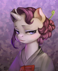 Size: 1460x1792 | Tagged: safe, artist:mrs1989, rarity, pony, unicorn, alternate hairstyle, bust, clothes, hanbok, looking at you, portrait, solo