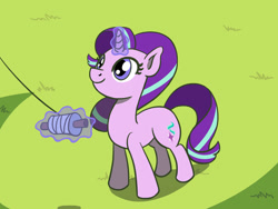 Size: 1280x960 | Tagged: safe, artist:flutterluv, part of a set, starlight glimmer, pony, unicorn, cute, glimmerbetes, kite, magic, newbie artist training grounds, smiling, solo, telekinesis, that pony sure does love kites