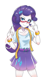 Size: 800x1309 | Tagged: safe, artist:tzc, rarity, equestria girls, glasses, measuring tape, needle, solo