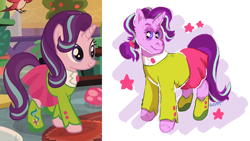 Size: 978x551 | Tagged: safe, artist:kittycoot, starlight glimmer, pony, unicorn, boots, clothes, female, mare, ponytail, shoes, skirt, solo