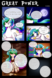 Size: 1500x2252 | Tagged: safe, artist:vavacung, princess celestia, princess luna, alicorn, pony, comic:to love alicorn, book, comic, dialogue, filly, mare in the moon, moon, speech bubble, woona