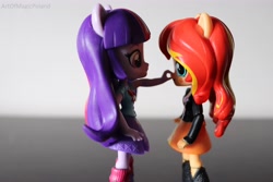 Size: 6000x4000 | Tagged: safe, artist:artofmagicpoland, sunset shimmer, twilight sparkle, equestria girls, boop, doll, equestria girls minis, female, got your nose, lesbian, shipping, sunsetsparkle, toy