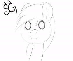 Size: 6000x5000 | Tagged: safe, artist:sunlightgryphon, derpibooru exclusive, derpy hooves, pony, absurd resolution, cute, female, mare, monochrome, simple image, smiling, solo