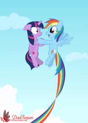 Size: 5000x7000 | Tagged: safe, artist:waveywaves, derpibooru import, rainbow dash, twilight sparkle, twilight sparkle (alicorn), alicorn, pegasus, pony, absurd resolution, female, flying, lesbian, mare, shipping, twidash, vector