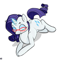 Size: 900x900 | Tagged: safe, artist:asadama, rarity, pony, unicorn, blushing, cute, glasses, magic, raribetes, solo