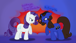 Size: 1280x720 | Tagged: safe, artist:vcm1824, rarity, oc, oc:chrissy, pony, unicorn, female, horn