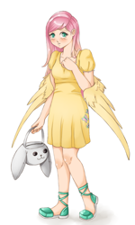 Size: 600x1000 | Tagged: safe, artist:mattygreenleaf, fluttershy, human, humanized, solo, winged humanization