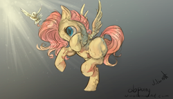 Size: 1024x585 | Tagged: safe, artist:lulemt, fluttershy, pegasus, pony, female, mare, running, solo