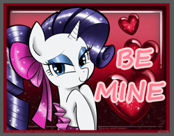 Size: 1771x1382 | Tagged: safe, artist:burning-heart-brony, rarity, pony, unicorn, female, horn, mare, purple mane, solo, valentine's day, white coat