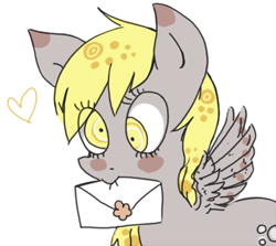 Size: 540x481 | Tagged: safe, artist:dottyboxx, derpy hooves, pegasus, pony, envelope, female, letter, solo