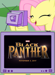 Size: 563x771 | Tagged: safe, fluttershy, pegasus, pony, black panther, exploitable meme, marvel, meme, obligatory pony, tv meme