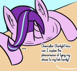 Size: 1890x1731 | Tagged: safe, artist:artiks, starlight glimmer, pony, unicorn, atg 2019, dialogue, facedesk, food, implied silverstream, newbie artist training grounds, pancakes, solo