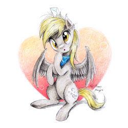 Size: 1024x1024 | Tagged: safe, artist:lailyren, artist:magfen, artist:moonlight-ki, derpy hooves, cute, derpabetes, envelope, heart, traditional art