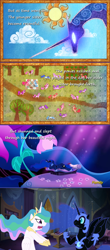 Size: 1280x2902 | Tagged: safe, artist:hakar-kerarmor, nightmare moon, princess celestia, princess luna, alicorn, pony, do princesses dream of magic sheep, friendship is magic, shrug, sleeping