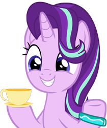 Size: 6000x7135 | Tagged: safe, artist:famousmari5, starlight glimmer, pony, unicorn, student counsel, bracelet, cup, grin, jewelry, simple background, smiling, solo, teacup, transparent background, vector
