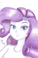 Size: 800x1238 | Tagged: safe, artist:mayorlight, rarity, equestria girls, bust, colored pencil drawing, portrait, solo, traditional art