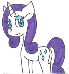 Size: 579x617 | Tagged: safe, artist:cmara, rarity, pony, unicorn, female, horn, mare, purple mane, solo, traditional art, white coat