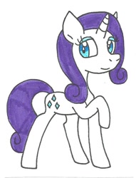 Size: 529x694 | Tagged: safe, artist:cmara, rarity, pony, unicorn, female, horn, mare, purple mane, solo, traditional art, white coat