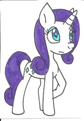 Size: 480x694 | Tagged: safe, artist:cmara, rarity, pony, unicorn, female, horn, mare, purple mane, solo, traditional art, white coat