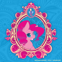Size: 750x750 | Tagged: safe, artist:argibi, part of a set, pinkie pie, earth pony, pony, bust, colored pupils, frame, portrait, solo