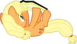 Size: 10514x6000 | Tagged: safe, artist:dasprid, applejack, earth pony, pony, .svg available, absurd resolution, book, cute, jackabetes, on back, reading, silly, silly pony, simple background, solo, transparent background, vector