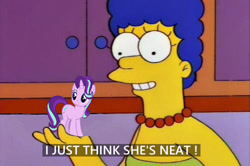 Size: 500x332 | Tagged: safe, starlight glimmer, pony, unicorn, marge simpson, meme, the simpsons