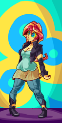 Size: 532x1044 | Tagged: safe, artist:erospertempus, sunset shimmer, equestria girls, breasts, cleavage, commission, drool, female, hypnosis, hypnotized, kaa eyes, solo, sunset jiggler