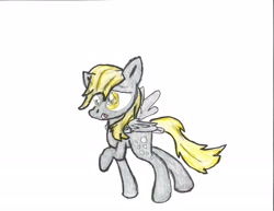 Size: 3300x2552 | Tagged: safe, artist:breezearia, derpy hooves, pegasus, pony, blonde mane, female, gray coat, mare, solo, wings