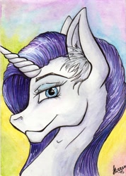 Size: 1241x1744 | Tagged: safe, artist:stirren, rarity, pony, unicorn, bust, portrait, solo