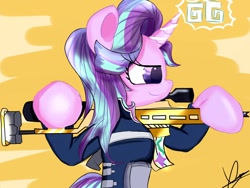 Size: 1024x768 | Tagged: safe, starlight glimmer, pony, counter-strike, counter-strike: global offensive, gg, good gamers, gun, rifle, weapon