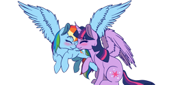 Size: 1366x685 | Tagged: safe, artist:saphi-boo, derpibooru import, rainbow dash, twilight sparkle, twilight sparkle (alicorn), alicorn, pegasus, pony, female, lesbian, mare, shipping, simple background, transparent background, twidash