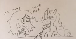 Size: 2442x1272 | Tagged: safe, rarity, pony, unicorn, /a/, 4chan, crossover, parody, tomoko kuroki, traditional art, watamote