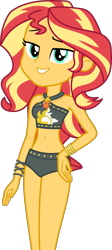 Size: 2733x6121 | Tagged: safe, artist:diegator007, sunset shimmer, better together, equestria girls, belly button, bikini, bracelet, clothes, female, jewelry, looking at you, midriff, simple background, solo, summer sunset, swimsuit, transparent background, vector, wristband